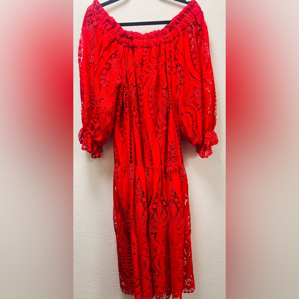 Delfi Collective embroidered off shoulder midi dress